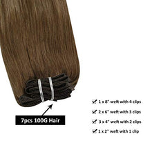 Load image into Gallery viewer, Ugeat Balayage Clip in Hair Extensions 20Inch Human Hair Extensions Clip in Light Brown to Golden Blonde #Bala8/16 Clip on Hair Extensions (7Pieces,100G)