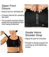 Load image into Gallery viewer, YIANNA Women High Impact Sports Bra Plus Size Zip Front Fastening Bras Padded Adjustable Strap Wireless Running Yoga Top Black, 151 L