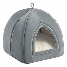 Load image into Gallery viewer, BEDSURE Cat Cave Bed Igloo - Small Cat Tent Bed House with Removable Washable Cushion Pillow Foldable Portable Pet Bed, Light Grey, 35x35x38cm