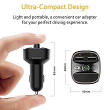 Load image into Gallery viewer, Cocoda Bluetooth FM Transmitter for Car, Blue Ambient Ring Light Wireless Radio Car Receiver Adapter Kit with Hands-Free Calling, Dual USB Charger 5V/2.4A and 1A, Support SD Card, USB Disk (Black)