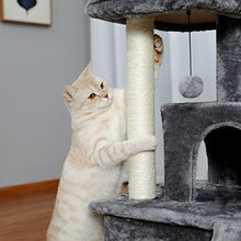 Load image into Gallery viewer, Amazon Brand – Eono Cat Tree 86cm Sisal Scratching Post Kitten Furniture Plush Condo Playhouse with Dangling Toys Cats Activity Centre Grey