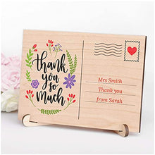 Load image into Gallery viewer, PERSONALISED Teacher Appreciation Gifts - Thank You Gifts for Teacher, Teaching Assistant, TA, Head Teacher, Childminder, Key Worker - A6 Size Printed Wooden Teacher Thank You Postcard Gifts
