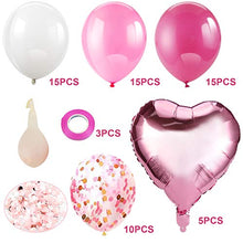 Load image into Gallery viewer, HOWAF 60pcs Pink Balloon Set, Foil Balloons Set with Pink Confetti Balloons & Ribbons for Birthday Party, Wedding, Girls Baby Shower Party, Festival Decorations, Business Event