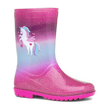 Load image into Gallery viewer, Zone - Kids Pink & Blue Unicorn Glitter Welly - Size 11 Child UK - Multicolour
