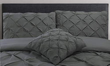 Load image into Gallery viewer, Aaryan Linen Pintuck Duvet Cover Sets - Double Duvet Set - Perfect Double Bedding Set with Pillow Cases & Complementary Pintuck Cushion Cover - Charcoal