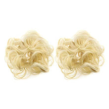 Load image into Gallery viewer, 2pcs Light Blonde Bun Updo Hair Scrunchies Set Curly Messy Fake Hair Chignon Extensions Hairpieces for Evening Party Dating Prom Wedding