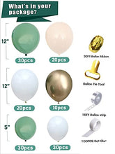 Load image into Gallery viewer, 146 Pieces Sage Green Gold Ivory White Balloon Garland Arch Kit, Baby Shower Wedding Jungle Theme Balloons Party Decorations Supplies Unisex Boy Girls, Sage Olive Green Gold Ivory White Balloons