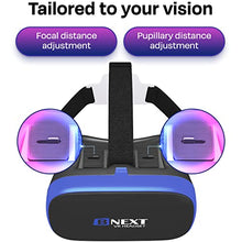 Load image into Gallery viewer, VR Headset Compatible with iPhone/Android Phone - Universal Virtual Reality Goggles - Play Your Best Mobile Games 360 Movies with Soft & Comfortable New 3D VR Glasses | Blue | w/Eye Protection