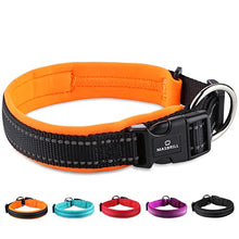 Load image into Gallery viewer, MASBRILL Adjustable Dog Collar, Reflective Nylon Dog Collar with Soft Neoprene Padded, Breathable Pet Collar for Puppy Small Medium Large Dogs, Lightweight Comfortable Dog Collars.Orange, L