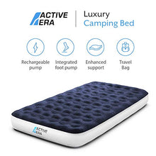 Load image into Gallery viewer, Active Era Luxury Camping Air Bed with USB Rechargeable Pump - Single Size Inflatable Air Mattress with Travel Bag, Portable Air Pump with USB Charging Cable and Foot Pump