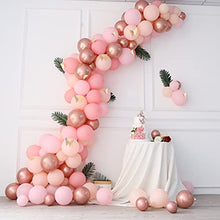 Load image into Gallery viewer, 186pcs Rose Gold Balloons Arch Garland Kit Pastel Pink Latex Balloon and Metallic Rose Gold Balloons for Bridal Shower Baby Shower Birthday Party Decoration