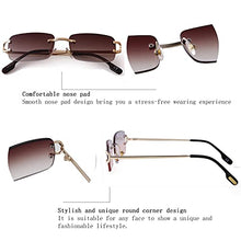 Load image into Gallery viewer, SDinm Small Narrow Rimless Sunglasses Fashion Frameless Rectangle Tinted Lens Eyewear 90s Glasses for Women Men