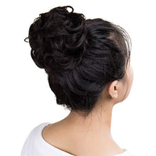 Load image into Gallery viewer, Messy Hair Bun Hair Scrunchies Extensions Curly Wavy Hairpiece Synthetic Chignon for Women Updo Ponytail Bun Extension Dark Brown