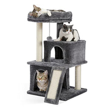 Load image into Gallery viewer, Amazon Brand – Eono Cat Tree 86cm Sisal Scratching Post Kitten Furniture Plush Condo Playhouse with Dangling Toys Cats Activity Centre Grey