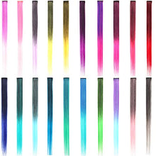 Load image into Gallery viewer, ColorfulPanda 20Pcs Ombre Colour Clip in Hair Extensions for Womens Kids Rainbow Straight Hair Extension Multi-Colors Party Highlights Synthetic Hairpieces(20 Inches)