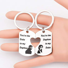 Load image into Gallery viewer, TV Show Fan Gift Gift for Boyfriend Girlfriend Wedding Gift Couple Keychain Set (duke to my daphne UK)