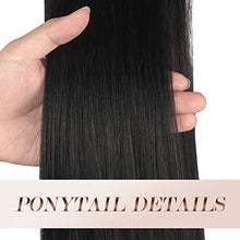 Load image into Gallery viewer, FESHFEN Straight Drawstring Ponytail Extension 12 inch Natural Synthetic Hairpieces Clip in Ponytails Extension for Women Girls, Natural Black