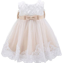Load image into Gallery viewer, Bow Dream Lace Toddler Girl Dress with Headband Wedding Party Formal Champagne Butterfly 4T