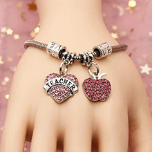 Load image into Gallery viewer, Awyuan Teacher Appreciation Gifts,Teacher Pink Crystal Heart Shape Bracelet Bangle,Graduation Gift for Teachers