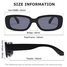 Load image into Gallery viewer, Kimorn Rectangle Sunglasses for Women Men Trendy Retro Fashion Glasses 90’s Vintage UV 400 Protection Square Fram K1200 (Black Frame Grey Lens+White Frame Grey Lens, 65)
