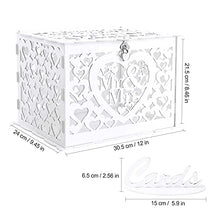 Load image into Gallery viewer, Benjia Wedding Gift Card Cards Money Post Box Holder, Rustic Large Wood Wooden Letter Envelop Boxes with Lock and Slot for Reception Anniversary Birthday Party Parties (Mr & Mrs, White)