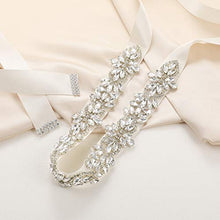 Load image into Gallery viewer, SWEETV Rhinestone Bridal Belt Wedding Dress Belt Crystal Applique for Bridesmaid Gown,Silver