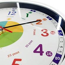 Load image into Gallery viewer, EMITDOOG Time Teacher Wall Clock Learn To Tell The Time Wall Clock Colorfull Non Ticking For Kids,Girls,Boys Classroom,Bedroom,Living Room,Nursery12inch