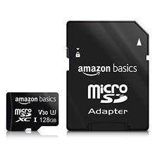 Load image into Gallery viewer, Amazon Basics - 128GB microSDXC Memory Card with Full Size Adapter, A2, U3, read speed up to 100 MB/s, Black
