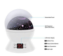 Load image into Gallery viewer, Star Night Light, SCOPOW Rotating Night Light Projector with LED Timer Auto-Off Romantic Star Sky Lighting Lamp Nursery Gift Toys for Boy Girl Kids Children Bedroom(White)