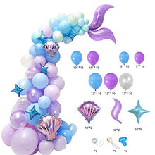 Load image into Gallery viewer, Mermaid Balloons Garland Kit, 102pcs Mermaid Party Decorations for Girl Silver Purple Blue Balloons Balloons for Mermaid Theme Birthday Party Under The Sea Party, Ocean Theme Party Decorations Supplie