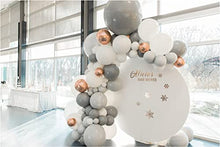 Load image into Gallery viewer, 113pcs Grey Balloon Arch Kit with Air Pump, Balloon Garland with White Gold Grey Balloons, Wall Hooks, Knotter for Birthday, Wedding, Engagement, Baby Shower, Bridal Shower and Party Decorations