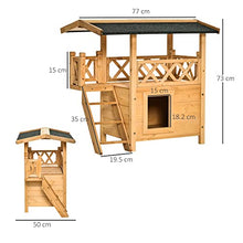 Load image into Gallery viewer, PawHut Wooden Cat House Outdoor Luxury Wood Room Weatherproof Shelter Dog Puppy Garden Large Kennel Crate Natural Wood