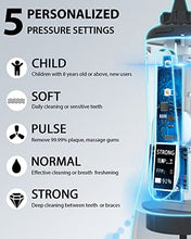 Load image into Gallery viewer, MySmile Powerful Cordless Water Flosser Portable Dental Oral Irrigator with 5 Modes OLED Display 8 Replaceable Jet Tips and 350 ML Detachable Water Tank for Home Travel Use (Black)