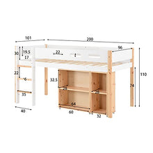 Load image into Gallery viewer, KAISAN Mid Sleeper Cabin Bed with Movable Cabinet and Ladder, 3FT Single Loft Bed Children Kids Solid Pine Wood Storage Bunk Bed Frame for Office, School, Dorm and Home,90x190cm, White