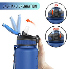 Load image into Gallery viewer, 1L Water Bottle 1 litre Drinks Bottles with straw and Motivational Time Markings;1ltr Large Sports Gym Leakproof Reusable Bpa Free Drinking Bottle; 1litre Daily Intake Tracker Measurements Men Women