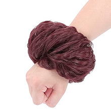 Load image into Gallery viewer, Hair Bun Extensions Messy Wavy Curly Donut Scrunchie Hairpiece Accessories 45G Thicker Chignons Fluffy Updo Pony Tail Synthetic, Wine Red