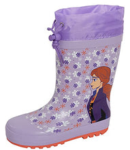 Load image into Gallery viewer, Disney Girls Frozen 2 Tie Top Wellington Boots Kids Elsa Anna Rubber Wellies Rain Snow Shoes Lilac 12 UK Child/EU 31