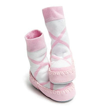 Load image into Gallery viewer, Mocc Ons moccasin washable leather sole slipper socks (24-36 Months, Ballerina)
