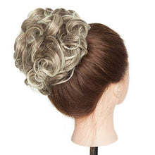 Load image into Gallery viewer, Scrunchie Hair Piece Curly Messy Hair Bun Updo Scrunchy Hair Extensions Clip In Combs Chignons Wavy Ponytail Extension - Ash Brown & Bleach Blonde