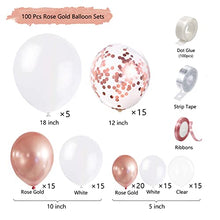 Load image into Gallery viewer, SANERYI Balloon Arch Kit 100pcs Rose Gold Balloons and White Balloons Garland Kit Confetti Clear Latex Balloons for Bridal Shower Bachelorette Hen Party Wedding Birthday for Girls Decorations