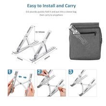 Load image into Gallery viewer, Adjustable Laptop Stand, Portable Aluminium Laptop Riser Laptop Holder for Desk, Foldable Ventilated Cooling Computer Support Stand for Apple MacBook Pro/Air, HP, Sony, Dell, More 10-15.6”