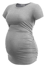 Load image into Gallery viewer, Smallshow Maternity Clothing Tops Side Ruched Pregnancy Clothes for Women 3-Pack Black/Grey/Wine M