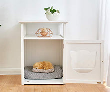 Load image into Gallery viewer, Cherry Tree Furniture BASTET Wooden Cat Cave Bedside Cabinet | Litter Box | Cat House Nightstand (White)
