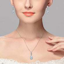 Load image into Gallery viewer, Clearine Women's 925 Sterling Silver Wedding Bridal Cubic Zirconia Infinity Teardrop Pendant Necklace Dangle Earrings Set Clear