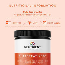 Load image into Gallery viewer, Neutrient™ Butterfat Keto MCT Powder with Coconut Sourced MCT Oil & Organic Ghee & Butter From Grass-Fed - Delicious Morning Keto Coffee/ Tea Experience & Ketone Production to Fuel Body, Brain Cells
