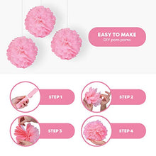 Load image into Gallery viewer, Girls Birthday Decorations | Pre-Assembled Happy Birthday Bunting Banner, Paper Pom Poms, Balloons | Pink Birthday Decoration | Birthday Banners for Girls and Women | Pink White Party Pack