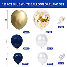 Load image into Gallery viewer, GRESAHOM Balloon Garland Kit, 122pcs Navy Blue White Gold Latex Party Balloon Arch Kit with Gold Confetti Balloons Ideal for Birthday Wedding Baby Shower Party Decorations