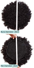 Load image into Gallery viewer, Elailite Human Hair Buns Afro Curly - Updo Chignon Hair Piece - 100% Real Remy Human Hair Extension Messy Hair Scrunchie - #1B Natural Black (Large)