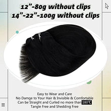 Load image into Gallery viewer, Hetto Clip in Hair Extensions Black Human Hair Seamless Clip on Human Hair Extensions Double Weft Clip on Hair Extensions Natural Black for Women 100g 18Inch #1