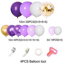 Load image into Gallery viewer, i-QiQi Purple Balloon Garland Kit, Latex Gold Confetti Balloons Metallic Gold Balloons White for Engagement Wedding Birthday Party Baby Shower.